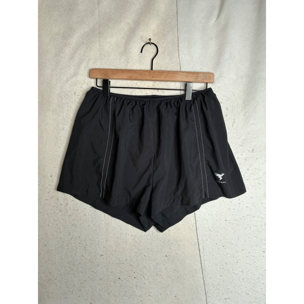 Insport Mens Running Shorts Black Large Elastic Waist Made in USA Style F183
